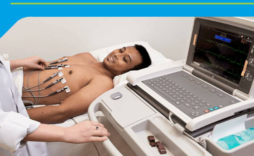 2D echocardiography screen showing heart chambers and valve movement in real time